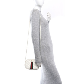 GUCCI Calfskin Web Trapuntata Mini Shoulder Bag Off White