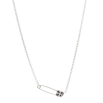 CHROME HEARTS Sterling Silver Safety Pin Pendant Necklace