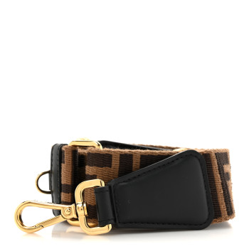 FENDI Ribbon Vitello Century FF 1974 Flat Studded Strap You Fango Marrone Ebano