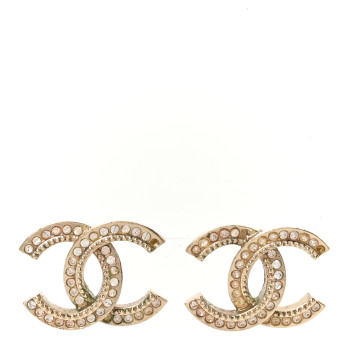 CHANEL Crystal CC Earrings Gold