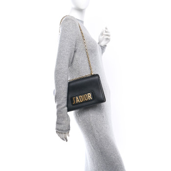 CHRISTIAN DIOR Calfskin Mini J'Adior Chain Flap Bag Black