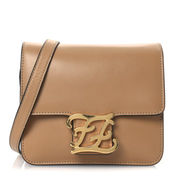 FENDI Vitello King Karligraphy Crossbody Bag Cuoio