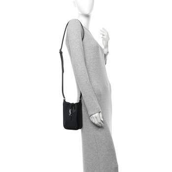 SAINT LAURENT Patent Calfskin Mini Le 5 A 7 Vertical Hobo Black