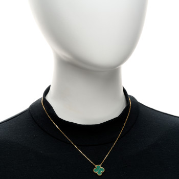 VAN CLEEF & ARPELS 18K Yellow Gold Malachite Vintage Alhambra Pendant Necklace