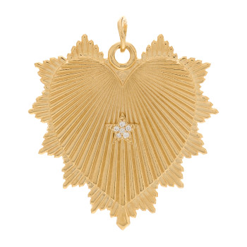 FOUNDRAE 18K Yellow Gold Diamond Heart Love Token Star Medallion Pendant
