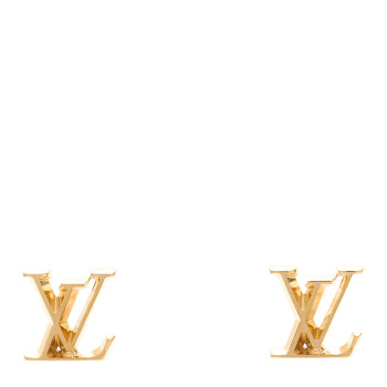 LOUIS VUITTON 18K Yellow Gold LV Stud Earrings