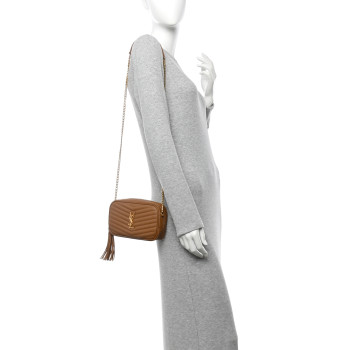 SAINT LAURENT Grain De Poudre Matelasse Monogram Mini Lou Camera Bag Dark Natural