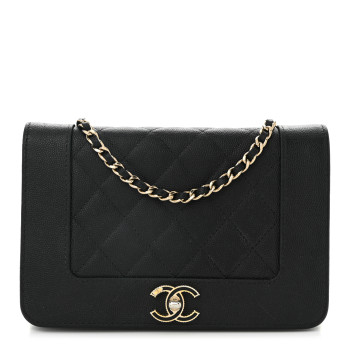 CHANEL Caviar Quilted Vintage Mademoiselle Wallet On Chain WOC Black