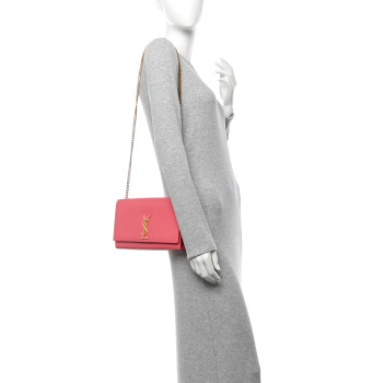 SAINT LAURENT Grain De Poudre Medium Classic Monogram Kate Satchel Rose Clair