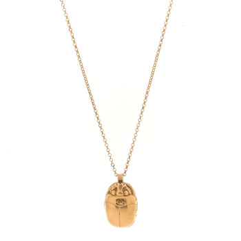 CHANEL Metal Scarab CC Locket Necklace Gold