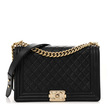 CHANEL Lambskin Quilted New Medium Boy Flap Black