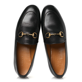 GUCCI Calfskin Womens Jordaan Loafers 35.5 Black