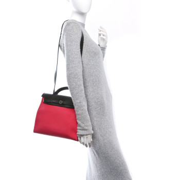 HERMES Vache Hunter Toile Herbag Zip 31 PM Rose Extreme Black