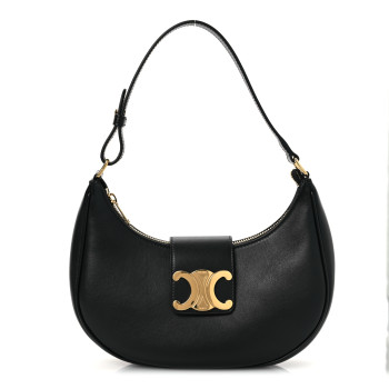 CELINE Smooth Calfskin Medium Strap Ava Triomphe Shoulder Bag Black