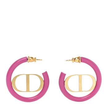CHRISTIAN DIOR Metal Enamel 30 Montaigne Hoop Earrings Pink Gold