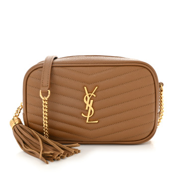 SAINT LAURENT Grain De Poudre Matelasse Monogram Mini Lou Camera Bag Dark Natural
