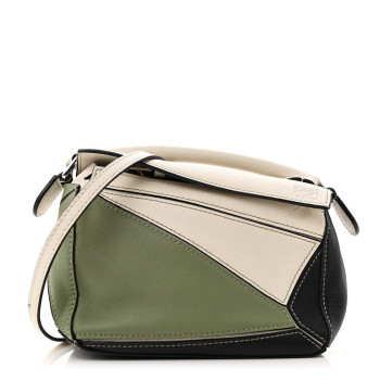 LOEWE Calfskin Mini Puzzle Bag Soft White Rosemary