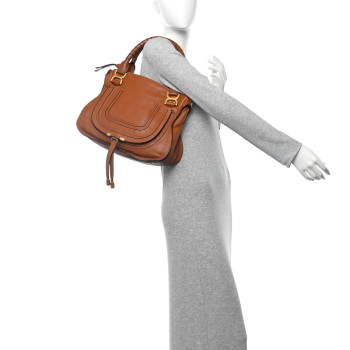 CHLOE Calfskin Medium Marcie Satchel Brown Sugar