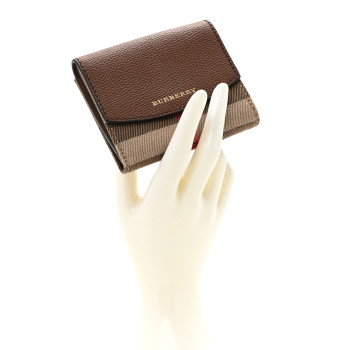 BURBERRY House Check Luna French Wallet Brown