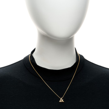 LOUIS VUITTON 18K Yellow Gold Diamond Small LV Volt One Pendant Necklace