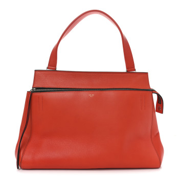 CELINE Grained Calfskin Medium Edge Shoulder Bag Vermillion