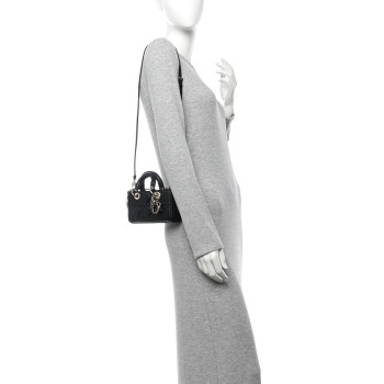 CHRISTIAN DIOR Lambskin Cannage Micro Lady D-Joy Black