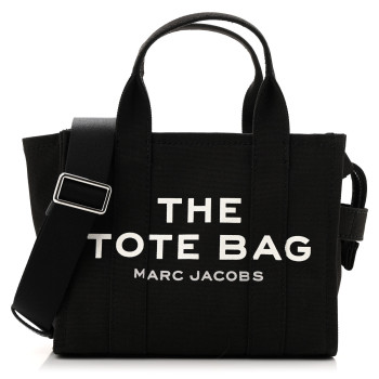 MARC JACOBS Cotton Canvas Small The Traveler Tote Bag Black