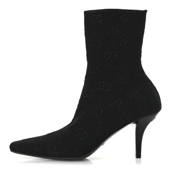 GUCCI Technical Jersey Knit GG Monogram Square G 75mm Ankle Boots 38 Black Gray