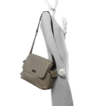 GUCCI GG Plus Monogram Messenger Diaper Bag Dark Brown