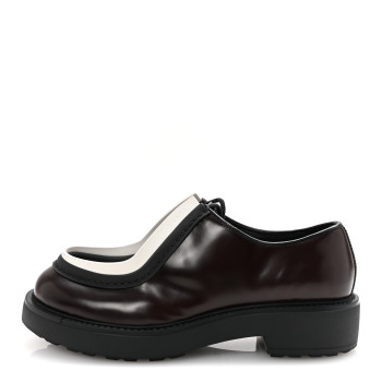 PRADA Spazzolato Rois Monolith 55mm Derby Loafers 8 Dark Brown Black