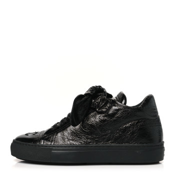 CHANEL Crumpled Calfskin Womens CC Bow Sneakers 35.5 Black