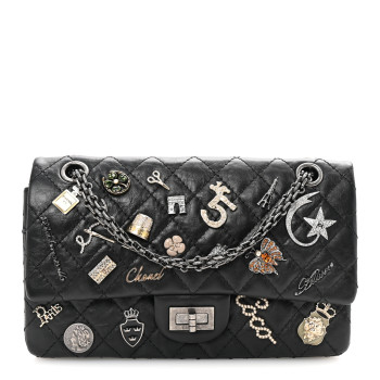 CHANEL Aged Calfskin Lucky Charms 2.55 Reissue 225 Flap Black