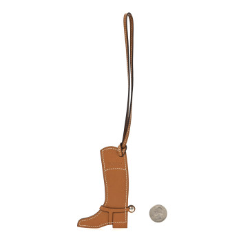 HERMES Butler Swift Paddock Botte Boot Bag Charm Natural Capucine