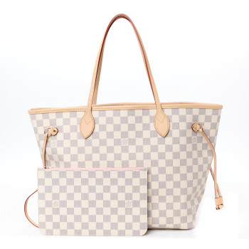 LOUIS VUITTON Damier Azur Neo Neverfull MM Rose Ballerine