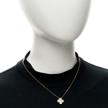 VAN CLEEF & ARPELS 18K Yellow Gold Mother of Pearl Vintage Alhambra Pendant Necklace