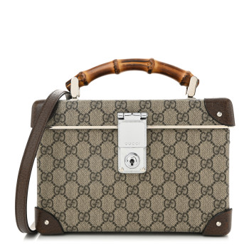 GUCCI GG Supreme Monogram Globe-Trotter Beauty Case Brown