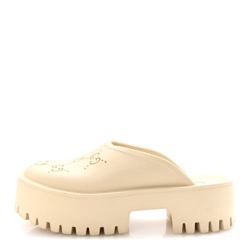 GUCCI Rubber Monogram GG Go Through Platform Slide Clogs 38 Mystic White