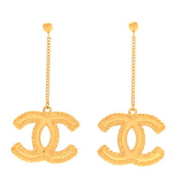 CHANEL CC Drop Earrings Matte Gold