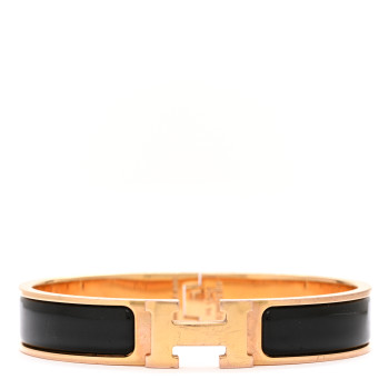 HERMES Enamel Narrow Clic Clac H Bracelet PM Black