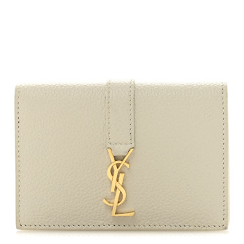 SAINT LAURENT Grain De Poudre Mixed Matelasse Compact Fold Wallet White