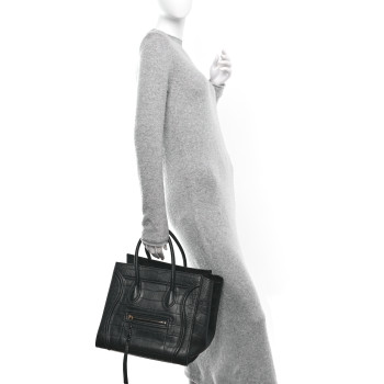 CELINE Crocodile Embossed Calfskin Medium Phantom Luggage Black