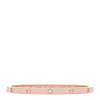 CARTIER 18K Pink Gold 6 Diamond Small LOVE Bracelet 15