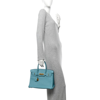 HERMES Taurillon Clemence Birkin 30 Bleu Saint Cyr