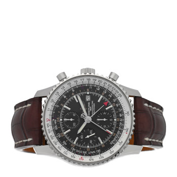 BREITLING Stainless Steel Alligator 46mm Navitimer 1884 Limited Edition Chronograph Automatic Watch Black A24322
