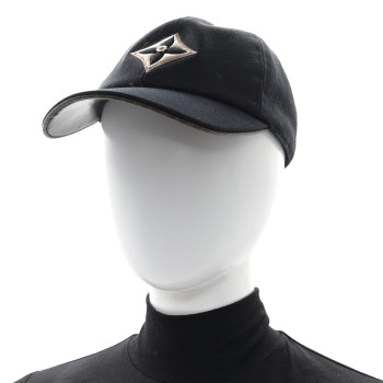 LOUIS VUITTON Monogram Cotton Jacquard Embroidered LV Day Cap L Black