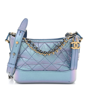 CHANEL Iridescent Aged Calfskin Quilted Small Gabrielle Hobo Blue