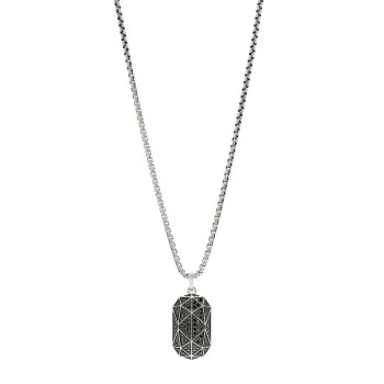 DAVID YURMAN Sterling Silver Black Diamond 36.3mm Faceted Amulet Pendant