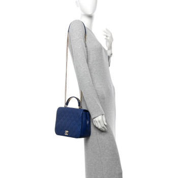 CHANEL Caviar Large Carry Around Flap Bag Blue