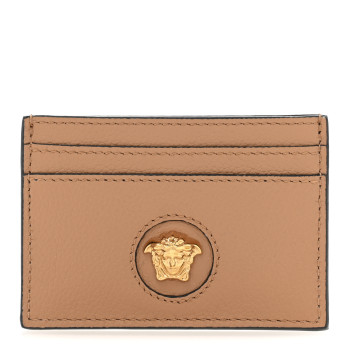 VERSACE Calfskin Medusa Card Holder Brown