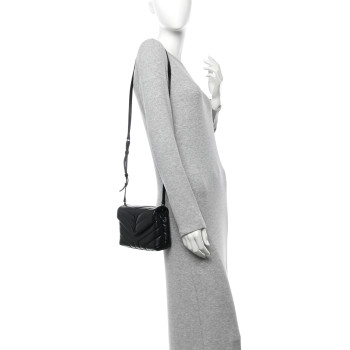 SAINT LAURENT Calfskin Y Quilted Monogram Monochrome Toy Loulou Crossbody Bag Black